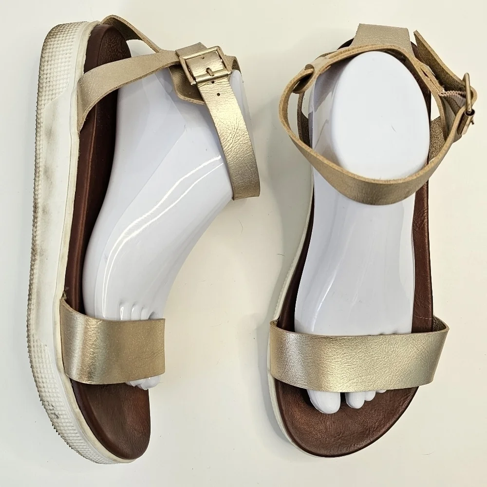 Torrid Gold Faux Leather Ankle Strap Flatform (WW)